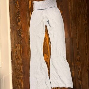 SUUKSESS Women 2 Piece Knit Sets Cropped Zip Up Hoodie Foldover Flare Leg Pants